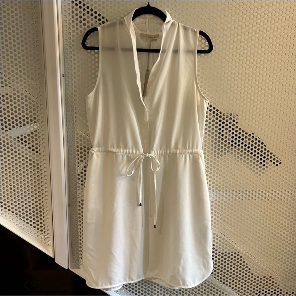 Monk & Lou Shift Dress Size Large Sleeveless with Drawstring Waist in White GUC
